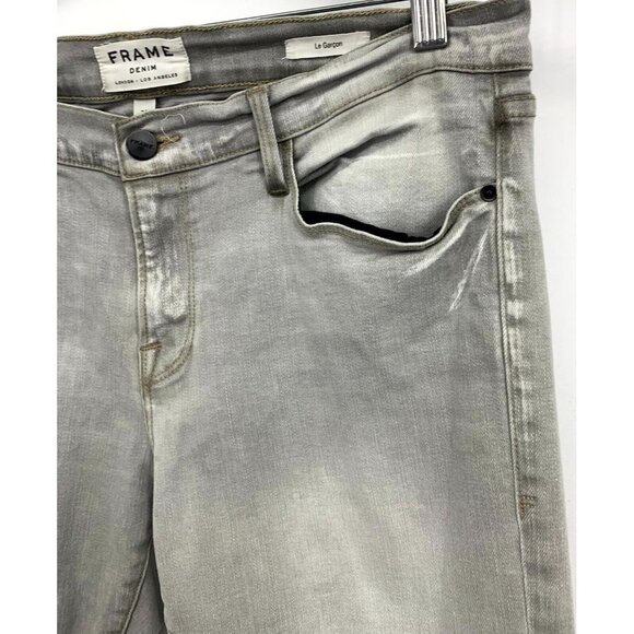 Frame Women Denim Jeans Size 31 Gray Le Garcon Skinny  Stretch Low Rise Button - Picture 4 of 9